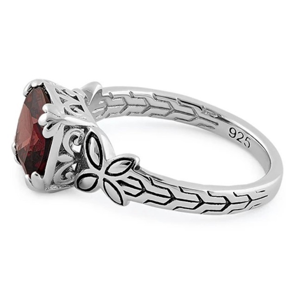925 STERLING SILVER Chocolate Cubic Zirconia With Butterfly Sides Ring - Picture 15 of 16